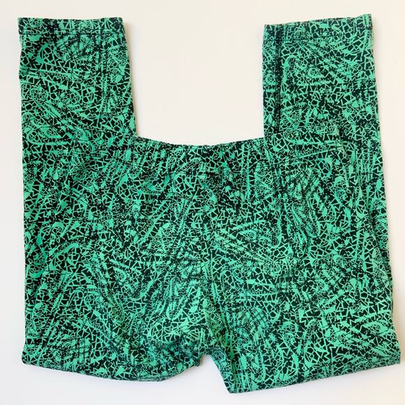 Nike Green & Black Cotton High Rise Capri Leggings Women's Medium - Picture 6 of 10